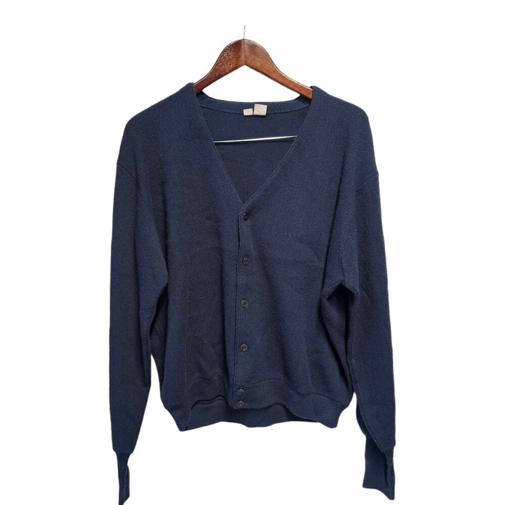 VINTAGE MINNESOTA WOOLEN Cardigan Blue Fashion Wagon Duluth Minn XL‎